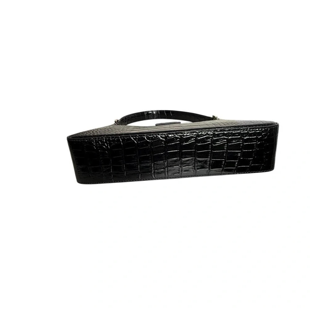 Anine Bing Mini Grace Shoulder Bag in Black Embossed Croc - Picture 7 of 13